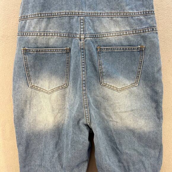 Misslook Bib Overalls Women's Size M Blue Distressed Adjustable Western Normcore - Picture 7 of 16